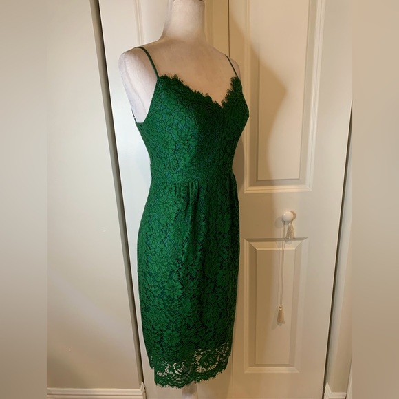 J. Crew Emerald Green Lace Midi Dress 👗 - Picture 6 of 8